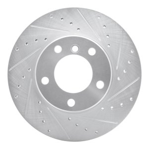 BMW 528I Brake Rotor (1) - Front Right - R1 Concepts - Drilled & Slotted - Silver - `96-`03